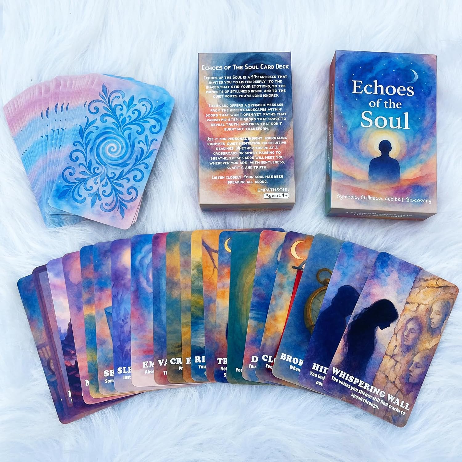 GZXINKE Echoes of The Soul Oracle Deck, Oracle Cards for Beginners, 54-Card Deck for Self-Discovery, Healing, Intuitive Growth, Guided Messages, Mindfulness Oracle Cards