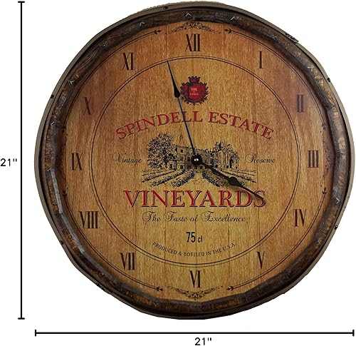 Vista 17 de THOUSAND OAKS BARREL Co. - Reloj de pared decorativo grande personalizado con extremo de barril de whisky irlandés (21 pulgadas) con motor de alto