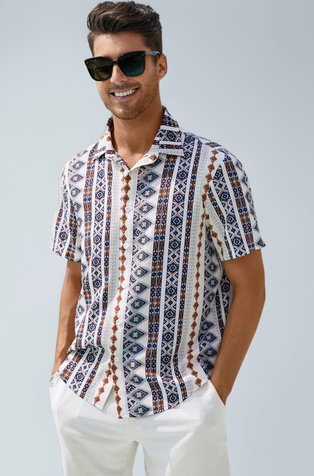 Leriya Fashion Men's Casual - Button Down Summer Shirt for Mans | Regular Fit Shirts for Man | Ideal for Travel |Picnic |Rayon Half Sleeve Printed Shirt's