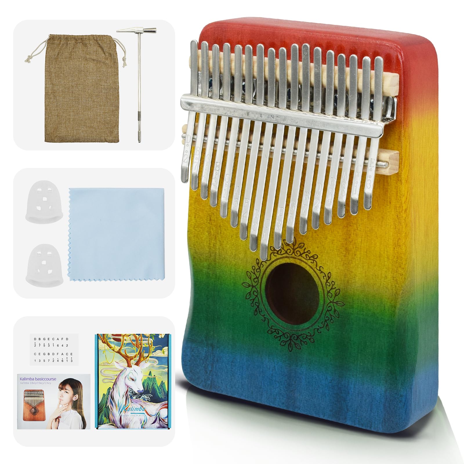 Kalimba Thumb Piano 17 Key,Mbira Instrument,Musical Gift for Kids &amp; Adults