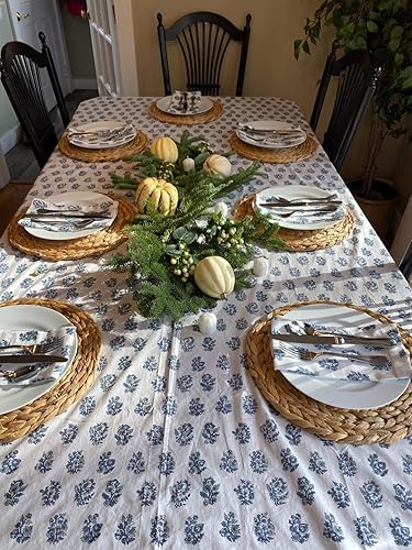 Miniatura 5 de DAJAMAI Paquete de 4 manteles individuales tejidos, 11.8 pulgadas de tejido de jacinto de agua natural, manteles individuales redondos trenzados de