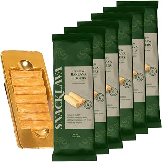 Snacklava Cashew Baklava Fingers - 6 Pack (72 Pieces) - No Artificial Ingredients, Colors or Preservatives - Premium Handmade Pastries