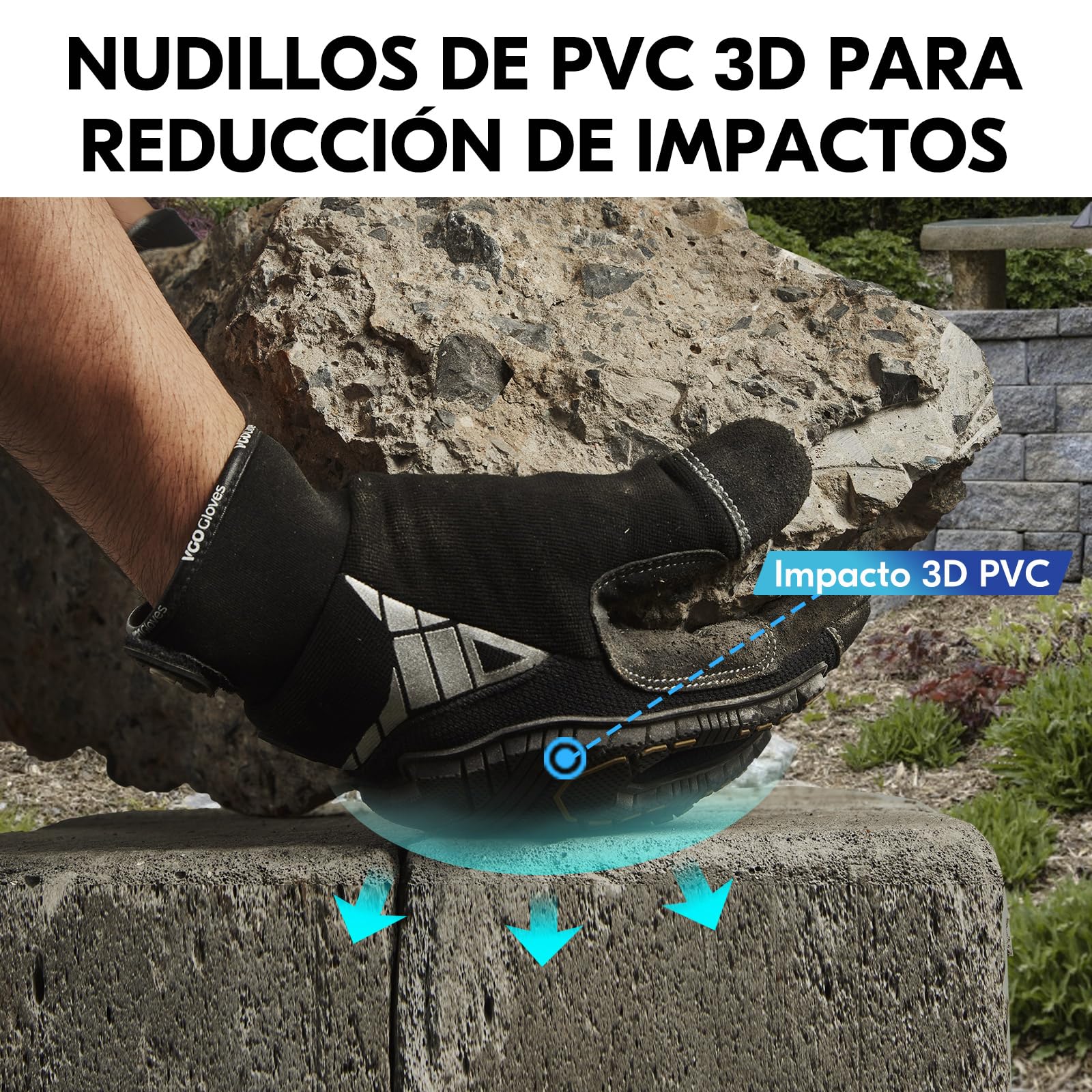 Vgo... Guante de Trabajo Resistentes Touchscreen Guantes Protección Antivibración para Obra Portero Montaje Mecánicos, 1 par