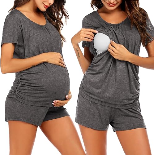 Ekouaer Pijamas de lactancia para mujer, pijamas de lactancia materna, ropa de dormir suave, posparto, ropa de embarazo