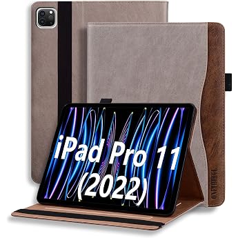 Case for iPad Pro 11 Inch 2022/2021/2020/2018 PU Leather Shockproof Protective Case with Pencil Holder Compatible with iPad Pro 11 4th/3rd/2nd/1st Generation Auto Sleep/Wake Khaki