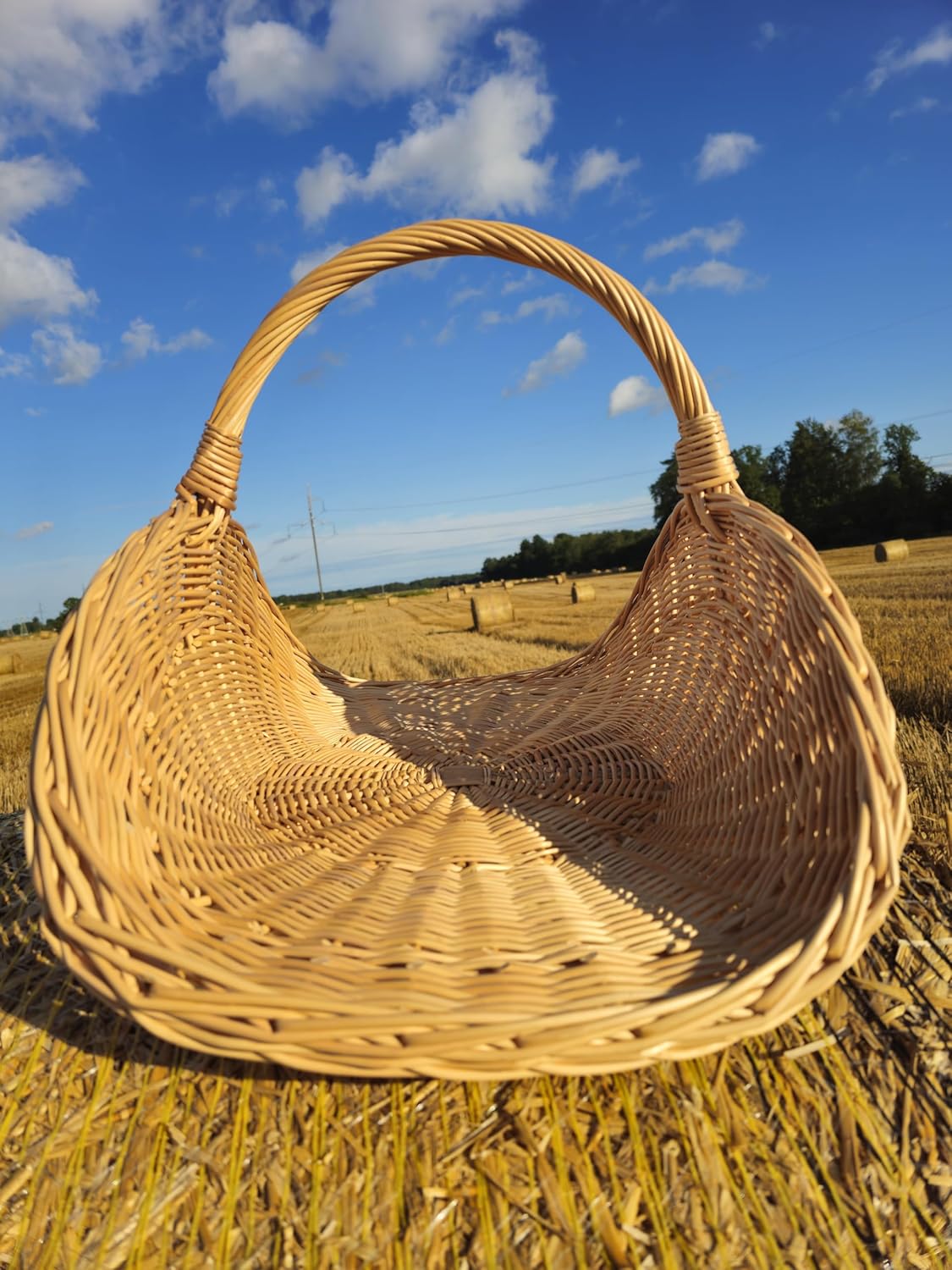 Handwoven Wicker Basket – Rustic Flower Girl Wedding Basket with Oval Handle – 57 x 40 x 34 cm (22.4 x 15.7 x 13.4 in) (#2)