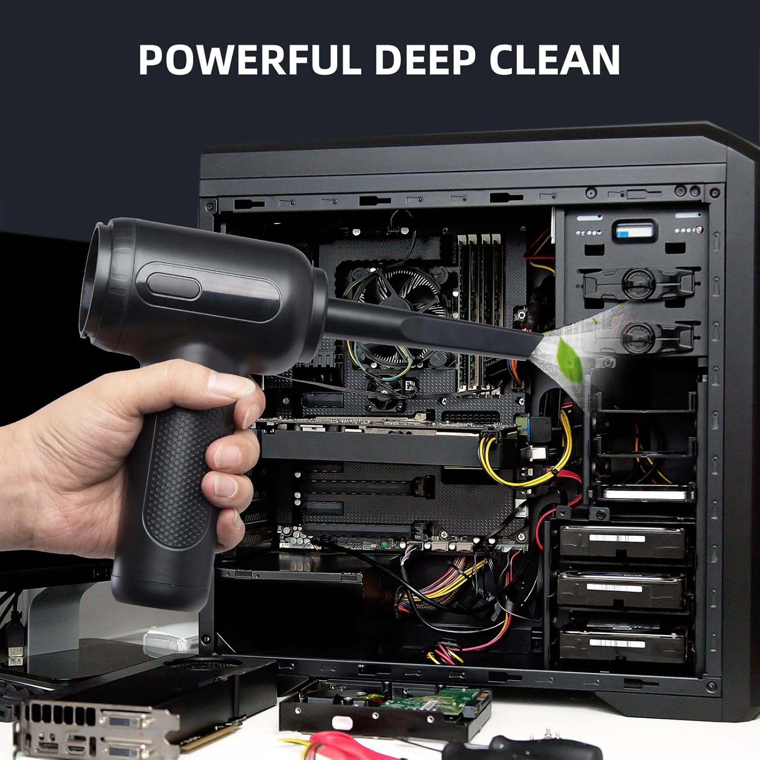 Compressed air Duster - 2 in 1 100000RPM Electric Air Blower, 7600mAh Battery Cordless Dust Blower for Keyboard Cleaner- car Duster - PC Duster Electric air Duster,Rechargeable AIC Can for Office Comp