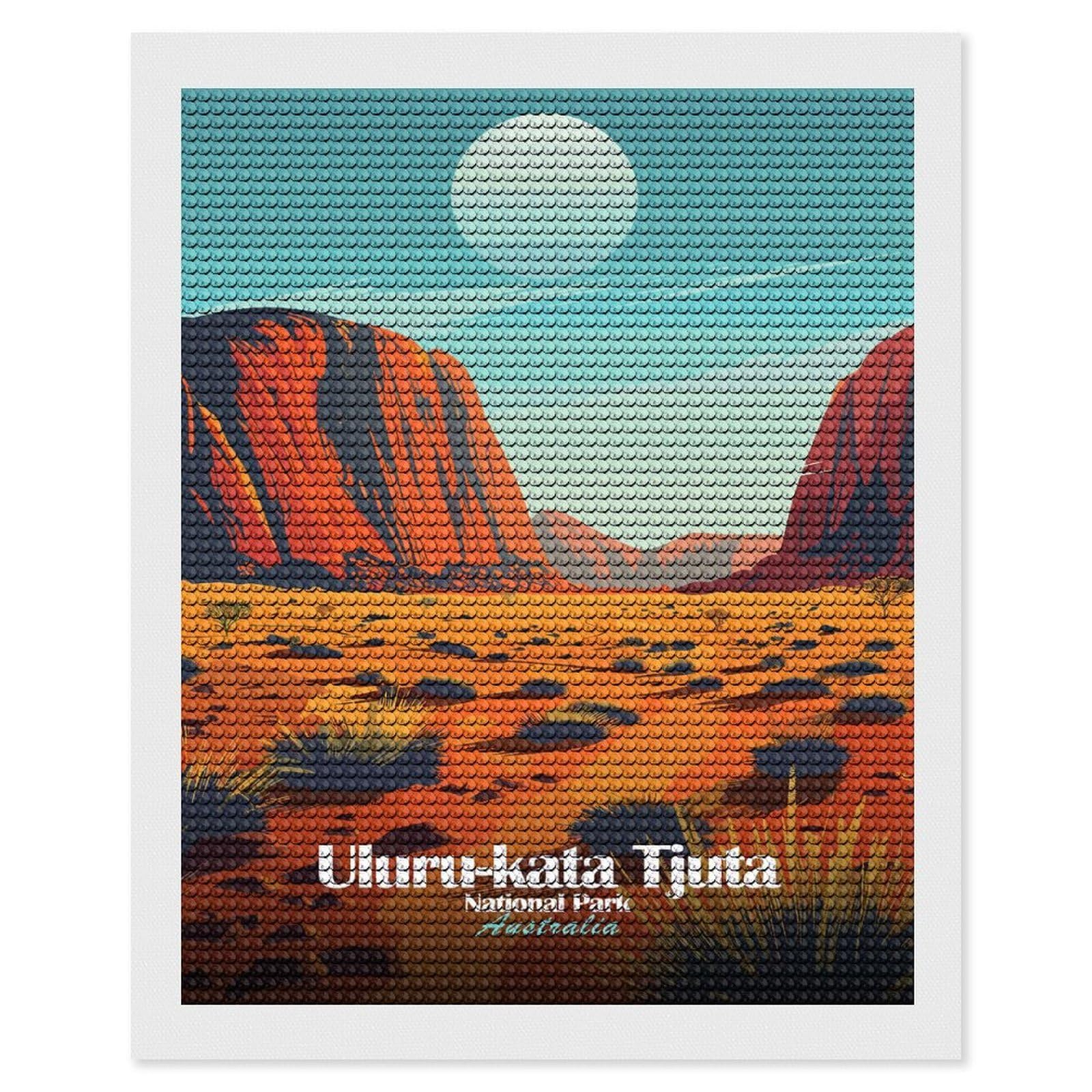 Junmoney Uluru-Kata Tjuta National Park Australia Diamond Painting Set 16"x20", for Adults, Decorate Your Room, Thoughtful Handmade Gift, Boho Decor, with Tool Kit
