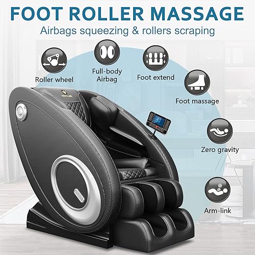 Miniatura 7 de Silla de masaje con conexión de dientes azules y altavoz, reclinable con gravedad cero con presión de aire de cuerpo completo, fácil de usar en casa