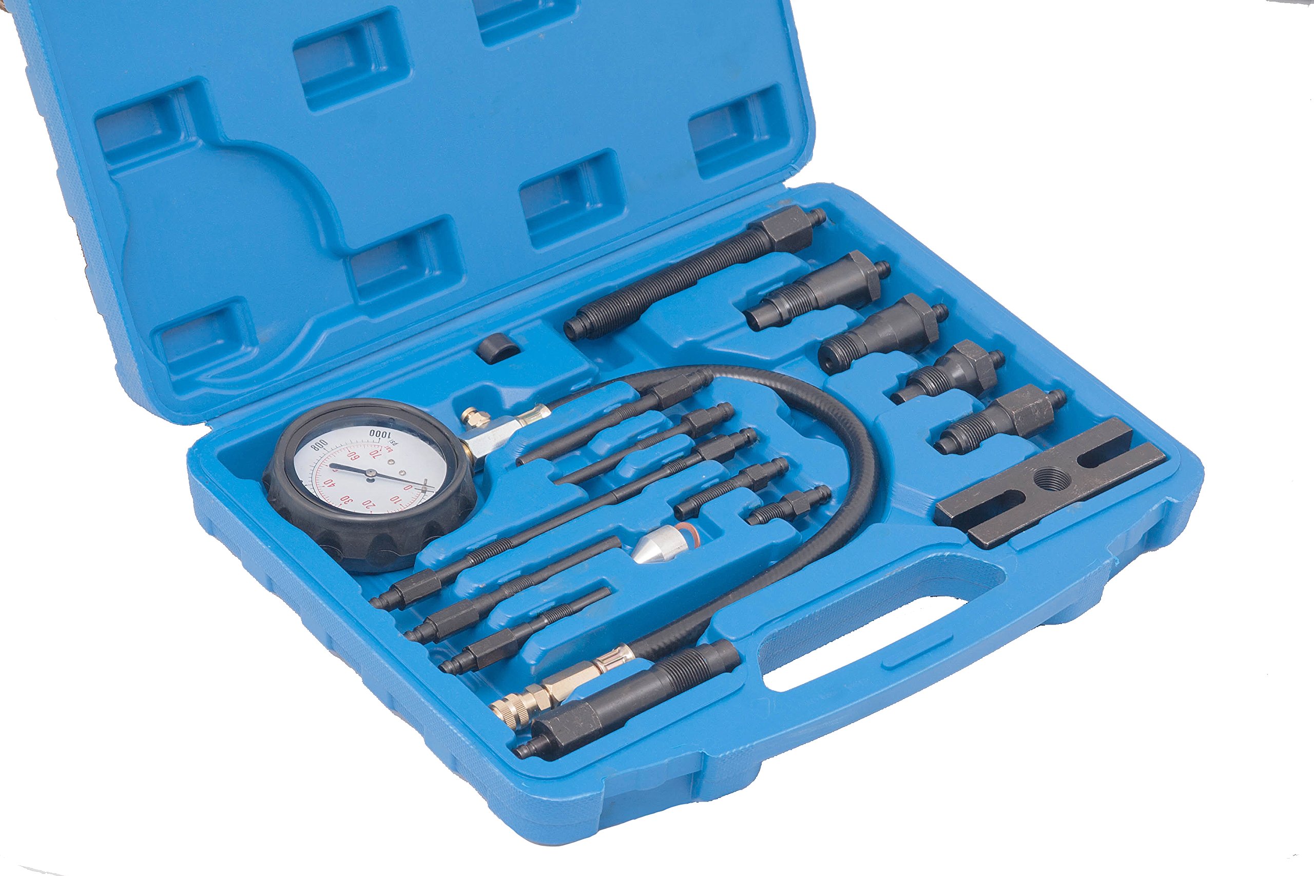 KIT COMPRESIMETRO DIESEL 1000 MANOMETRO 1000 PSI Y COMPRESIMETRO DE GASOLINA UNIVERSAL | MEDIDOR DE COMPRESION DE MOTOR CON ADAPTADORES UNIVERSALES PARA COCHE Y MOTO