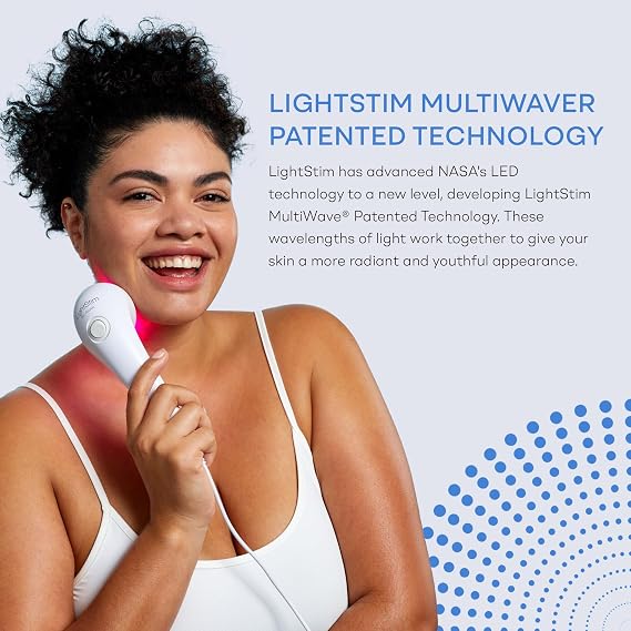 LightStim لعلاج حب الشباب بالضوء الأحمر LED، معتمد من إدارة الغذاء والدواء الأمريكية لعلاج حب الشباب الخفيف إلى المتوسط، وتقليل حب الشباب، وتهدئة البثور الموجودة واستعادة المظهر الصحي لبشرتك 36 مصباح LED أزرق وأحمر، 415 و630 طول موجي