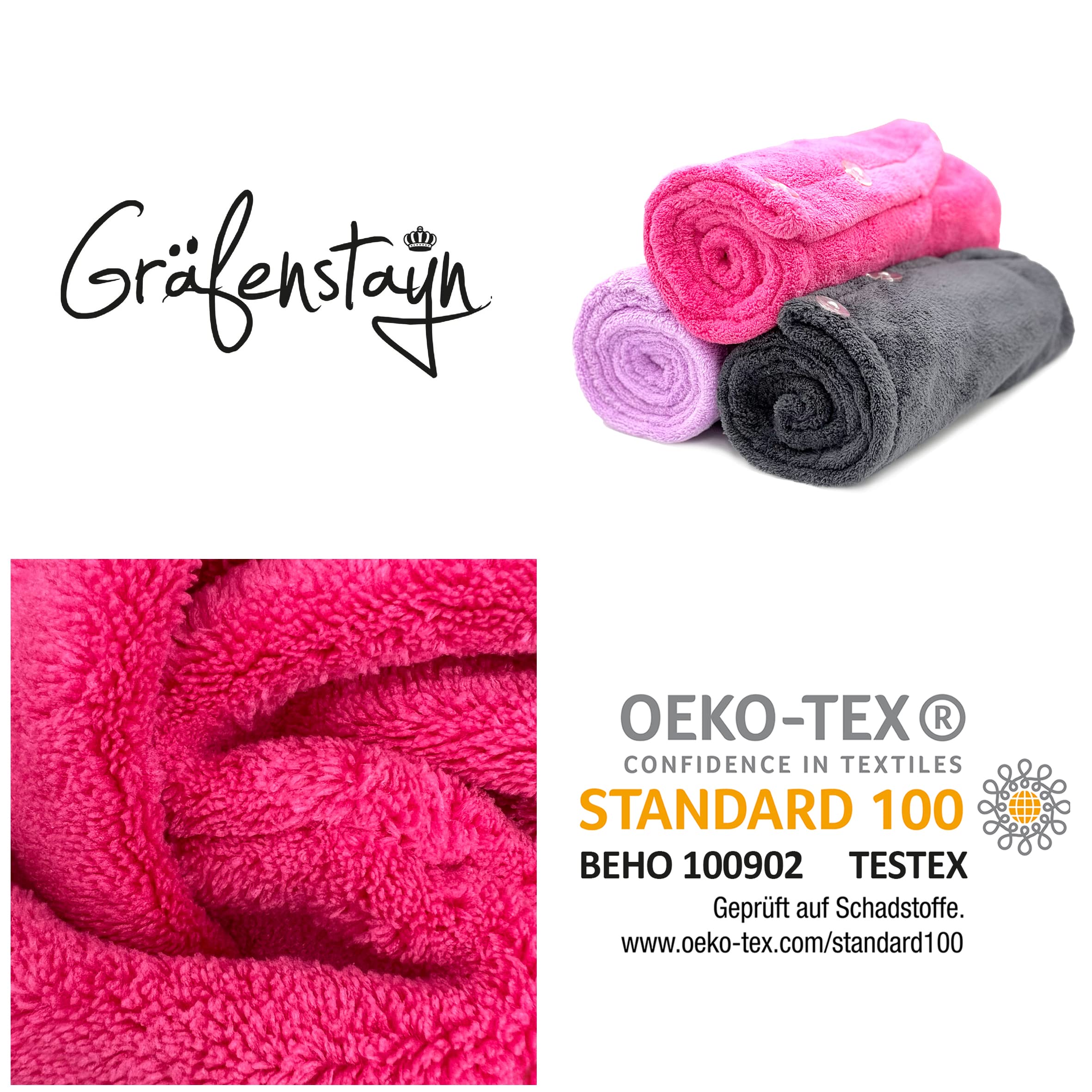 Serviette Turban Microfibre Gräfenstayn - Séchage Rapide Cheveux Longs/Courts - 2 Boutons | Absorbante & Douce