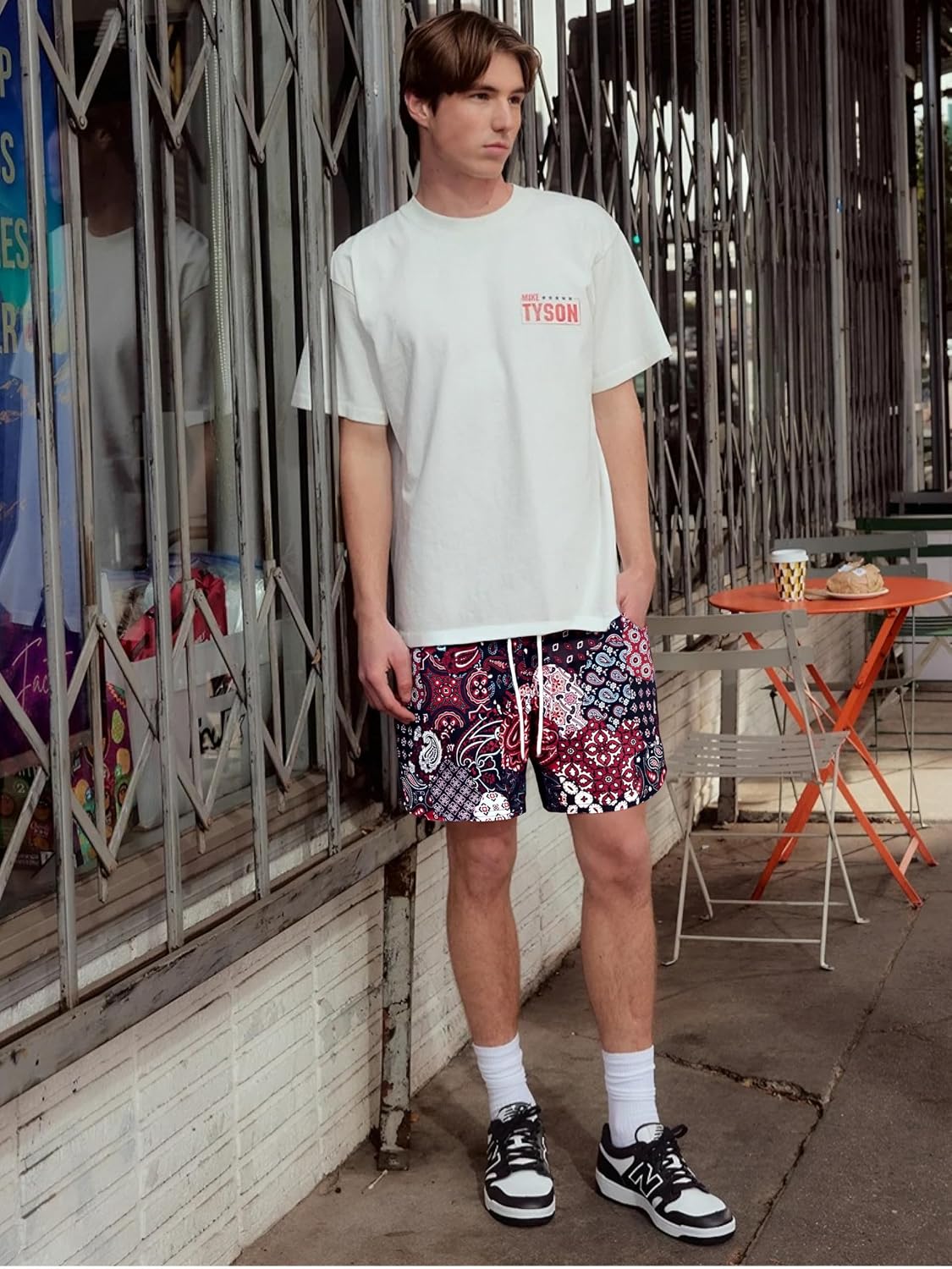 DIOTSR Mens Graphic Shorts Boho Paisley Shorts Athletic Basketball Bandana Shorts Running Streetwear Drawstring Waist