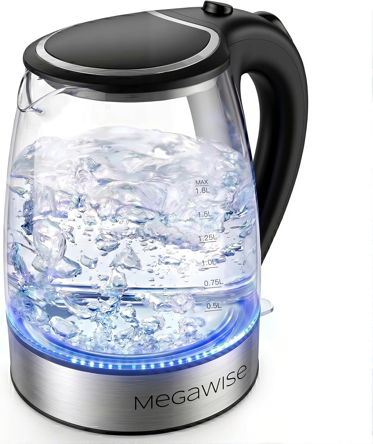 MEGAWISE Electric Kettle 1.8L, High Power Fast Boiling Hot Water Boiler, Auto Shut-Off, BPA-Free Food-Grade Material, Tea Kettle for Kitchen Home Office Coffee Tea
