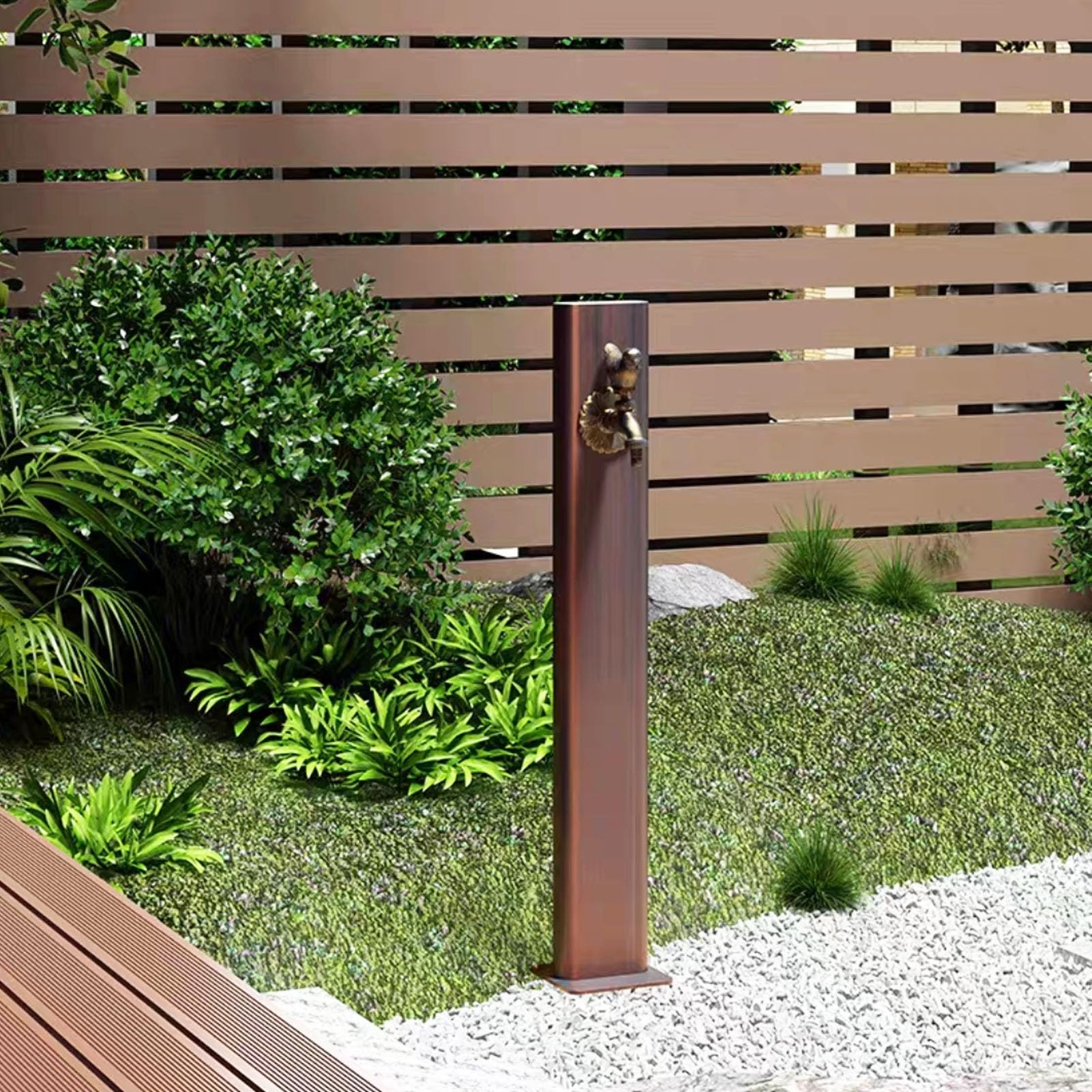 Junvstor Color 2 86Cm/33.7In Outdoor Water Column Garden Tap, Antifreeze Hose Faucet Extender Water Column, Decorative Water Feature Fountain Water Dispenser Hydrant Standing Outdoor Spigot(,Side Inlet)