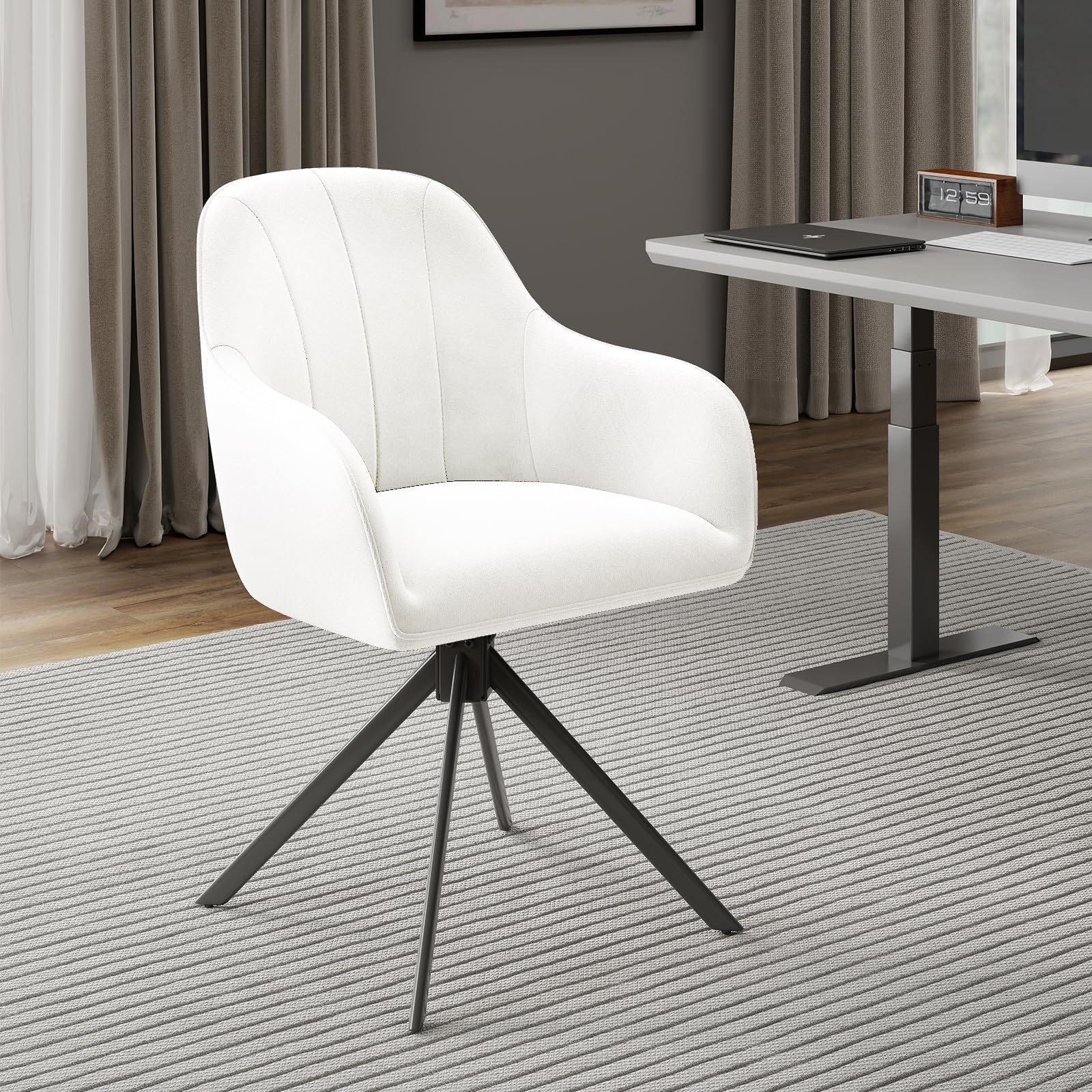 Hawthyhome Esszimmerstühle drehbar mit Armlehne | Polsterstuhl mit 5 cm Kissen & Metallbeinen | Moderner Küchenstuhl für Esszimmer, Wohnzimmer, Büro