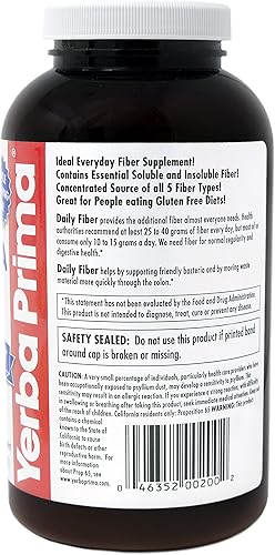 Miniatura 3 de Yerba Prima Polvo de fórmula diaria de fibra, 12 onzas, suplemento de apoyo digestivo, suplemento dietético de fibra soluble e insoluble, vegano,