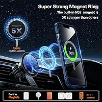 Vista 56 de TAURI Funda magnética 2 en 1 transparente para iPhone 14 Pro, compatible con Magsafe [no amarillenta] con protector de pantalla, protección de grado