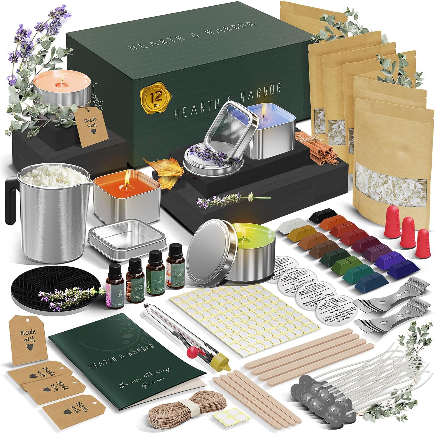 Hearth & Harbor Soy Candle Making Kit for Adults & Kids, Candle Making Supplies, DIY