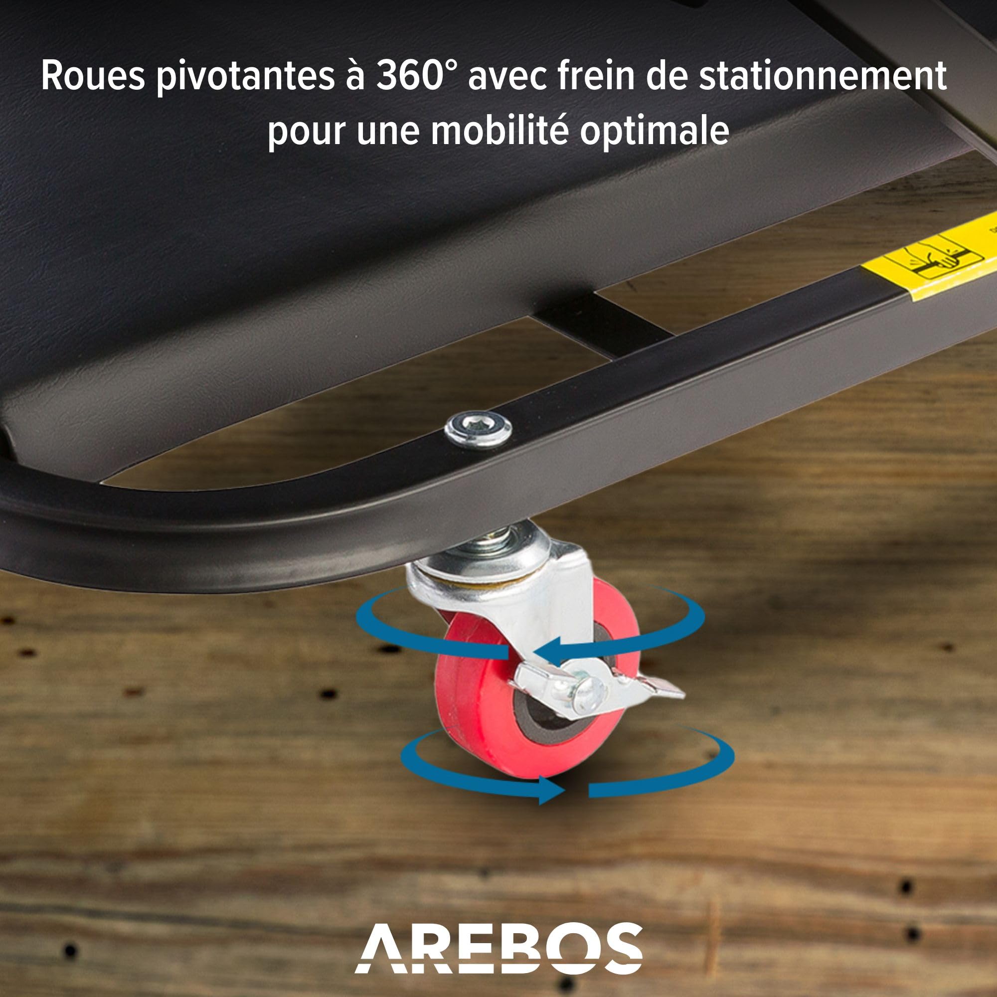 AREBOS Planche à roulettes de Montage 2 en 1 | capacité de Charge de 150 kg | 6 roulettes Mobiles | Rotation à 360° | Chariot d'atelier | siège à roulettes | Fonction Assise et couchée