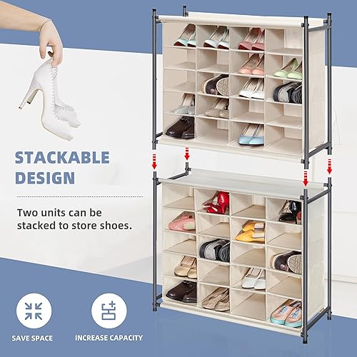 STORAGE MANIAC 20-Cube Stackable Shoe Cubby Organizer - Thumbnail 5
