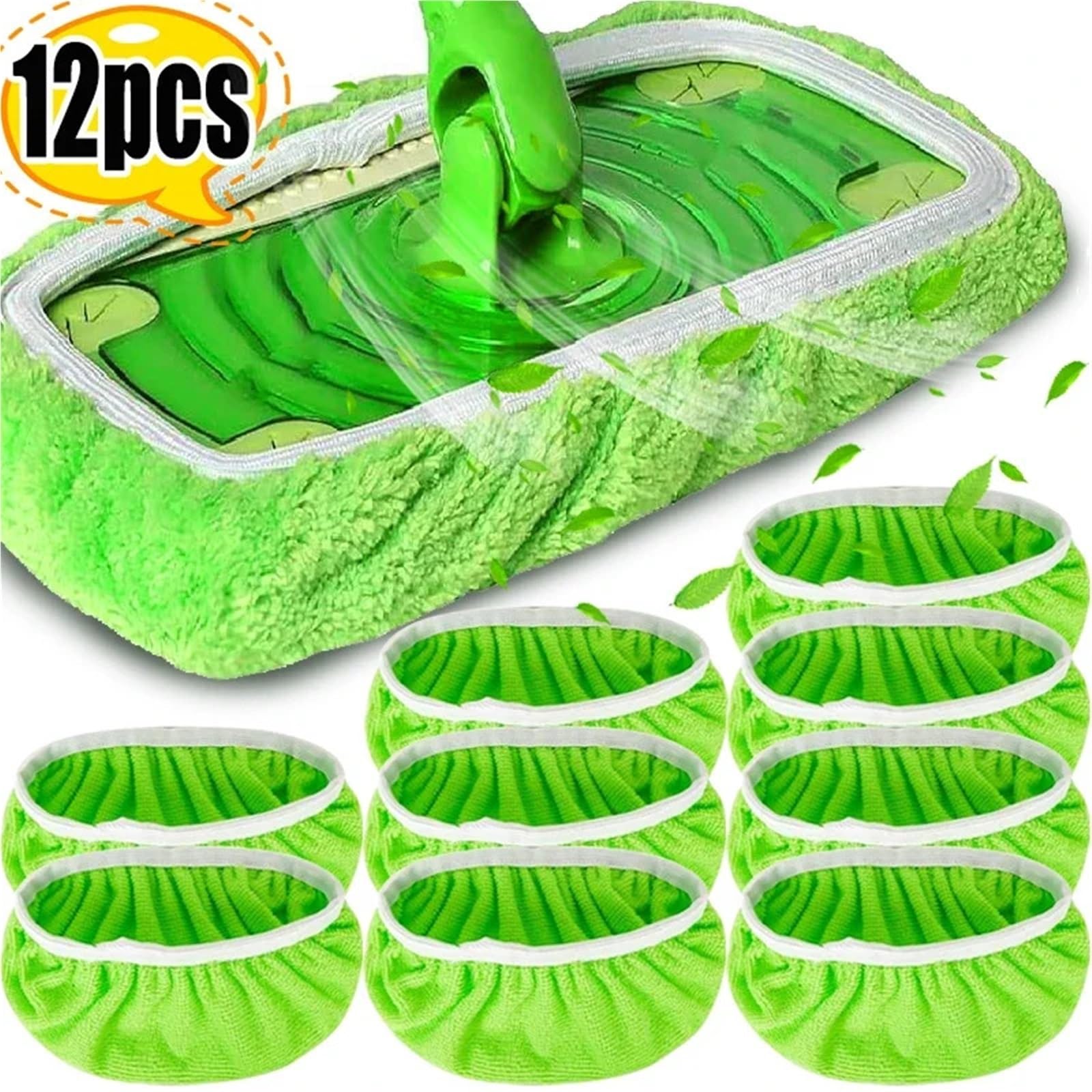 Tapete para Trapeador Almohadillas De Microfibra Reutilizables For Trapeador Húmedo Y Seco, Paños Limpieza Ecológicos For Barredoras Pisos(12pcs)