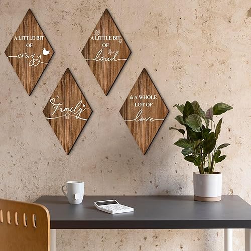 Miniatura 3 de Set de 4 letreros familiares de Established with Love', arte de pared de madera para sala de estarentrada, decoración de reliquia de granja con