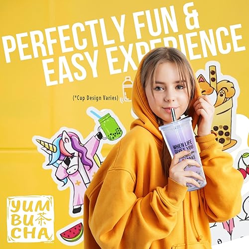 Miniatura 25 de YUMBUCHA Boba Kit - Kit de fabricación de té Boba DIY con perlas de fresa oolong y tapioca - Crea 10 deliciosas bebidas - Exquisitas bolsitas de té