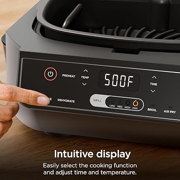 Ninja EG201 Foodi 6-in-1 Indoor Grill with Air Fry, Roast, Bake, Broil, Dehydrate, 2nd Generation, Dishwasher Safe, Black/Silver
