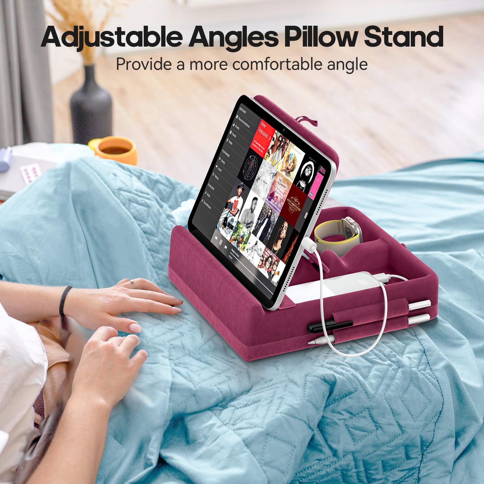 Tablet kussenhouder, opvouwbare iPad-standaard voor schoot, bed en bureau -Tablet Soft Pad Dock met zak compatibel met iPad Pro 12.9, 10.5, 9.7 Air Mini 6 5 4 3, Kindle, E-Readers (marineblauw Tablet kussenhouder, opvouwbare iPad-standaard voor schoot, bed en bureau -Tablet Soft Pad Dock met zak compatibel met iPad Pro 12.9, 10.5, 9.7 Air Mini 6 5 4 3, Kindle, E-Readers (marineblauw