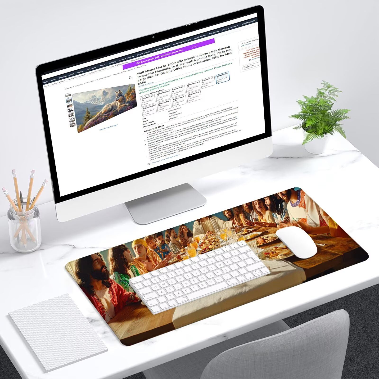 L'Ultima Cena Tappetino Mouse XXL Gaming 1200x600 mm 2025 Nuovo Festa Tappetino Scrivania Impermeabile,Mousepad con Base in Gomma Antiscivolo,Migliora Precisione e Velocità per Gaming,Ufficio,-dd846