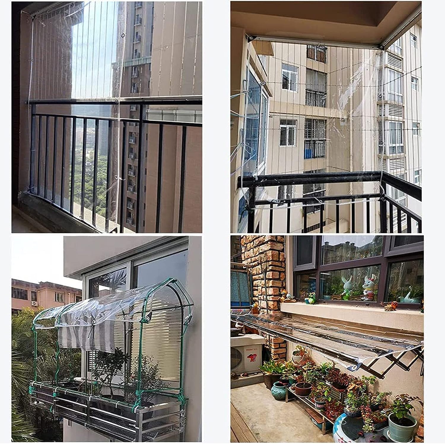 Lona Transparente Exterior,Lona PVC Impermeable de Plástico con Ojales,Resistente a Rotura y a Lluvia Muebles de Terraza Toldo,Cubierta Jardines Plantas,Cortinas de Gazebo (1x4.5m/3.3x14.8ft)