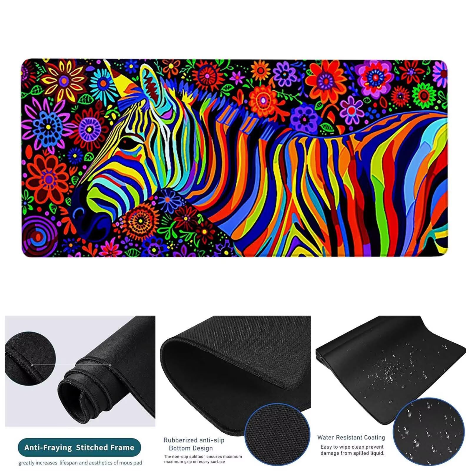 Kolorowa podkładka pod mysz do gier XXL 1500x800x3 mm duża podkładka pod mysz XXL zebra podkładka pod mysz do klawiatury i biura, wysoka precyzja i prędkość, antypoślizgowa guma, akcesoria do gier dla