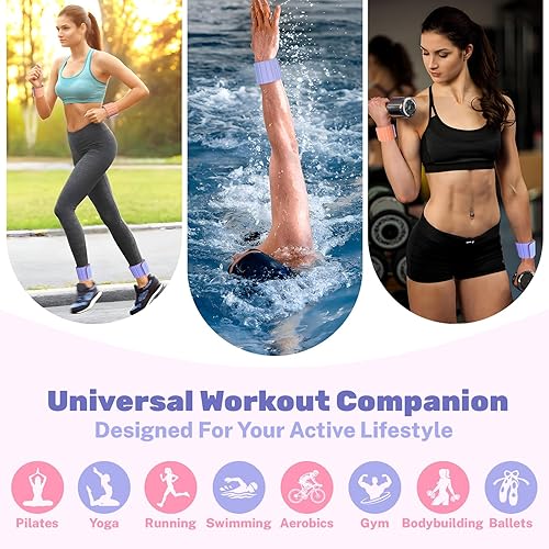 Miniatura 4 de Magnetic Ankle Weights for Women & Men, Adjustable Silicone Wrist Weights Bracelet Set, Stackable Wrist and Ankle Weights 1 Pair 2 Lbs, Weighted