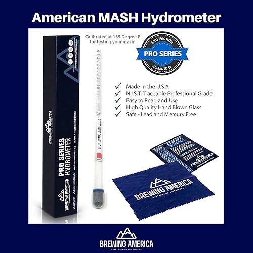 Miniatura 2 de Brewing America Hidrómetro de puré de cerveza fabricado en Estados Unidos calibrado a 155 grados Fahrenheit - Gravity Pro Series Brewing Triple