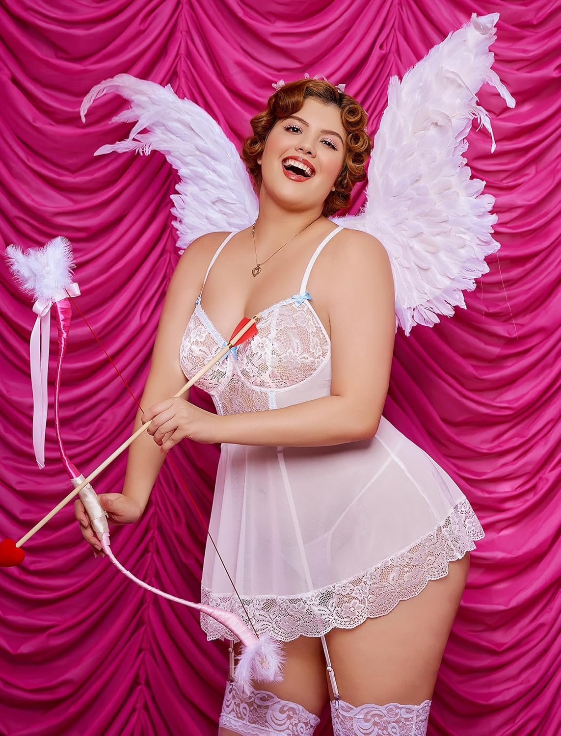 Avidlove Sexy Lingerie for Women Deep V Neck Lace Babydoll Mesh Chemise Boudoir Nighty with Garter Belt - Image 3