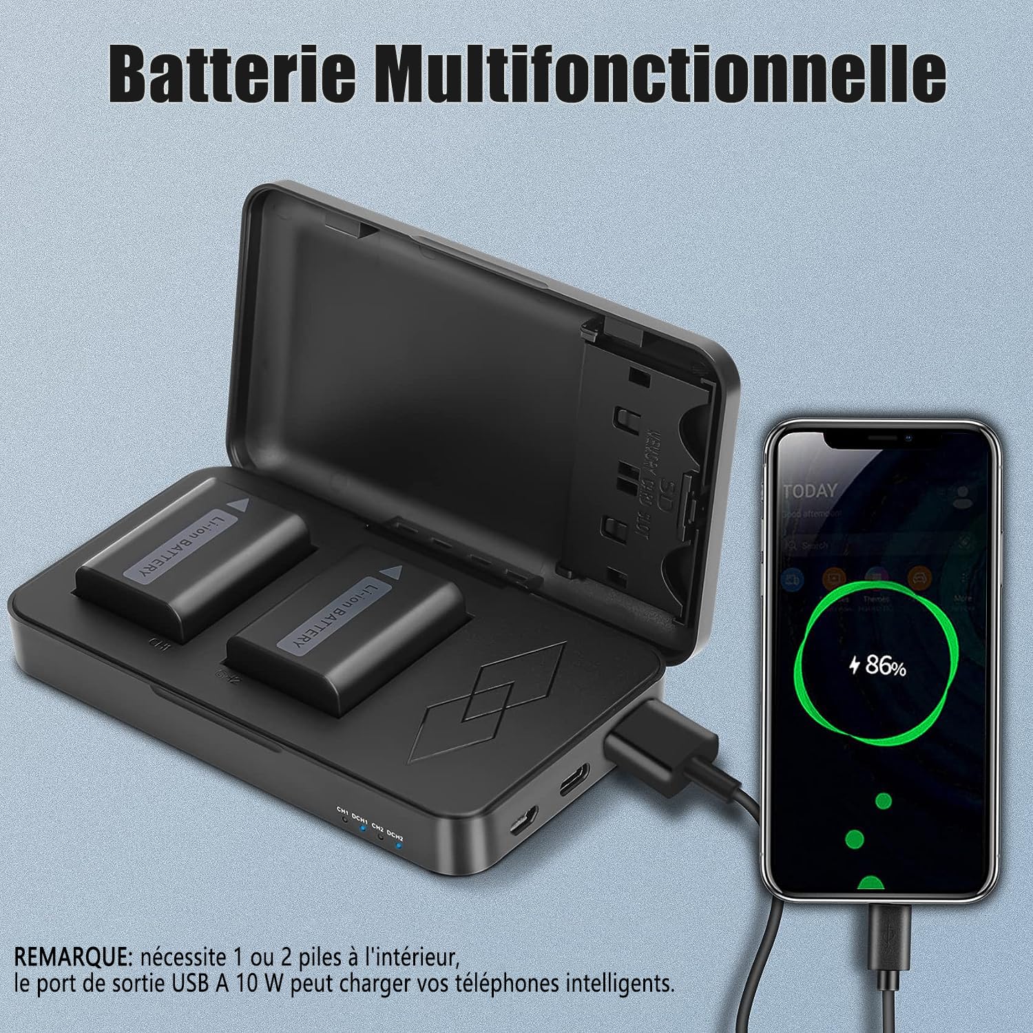 JYJZPB NP-FW50 Batterie de Rechange et A7 II Chargeur pour Sony Alpha A6000 A6400 A6500 A6300 A6100 A7II ZV-E10 A7 A7RII A7SII A7S A7S2 A7R A7R2 A5100