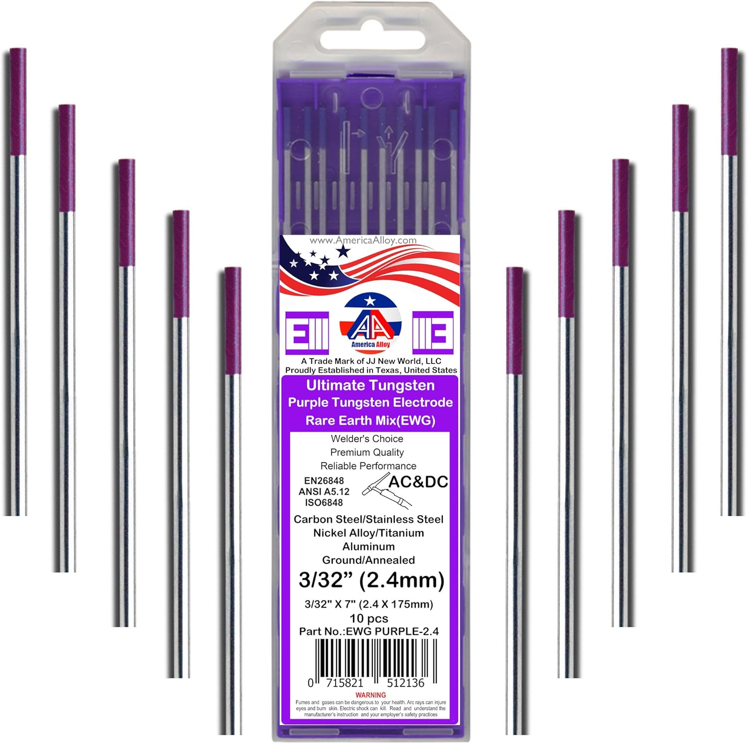 Tungsten Electrodes Rare Earth Blend Purple Tungsten for TIG Welding AA