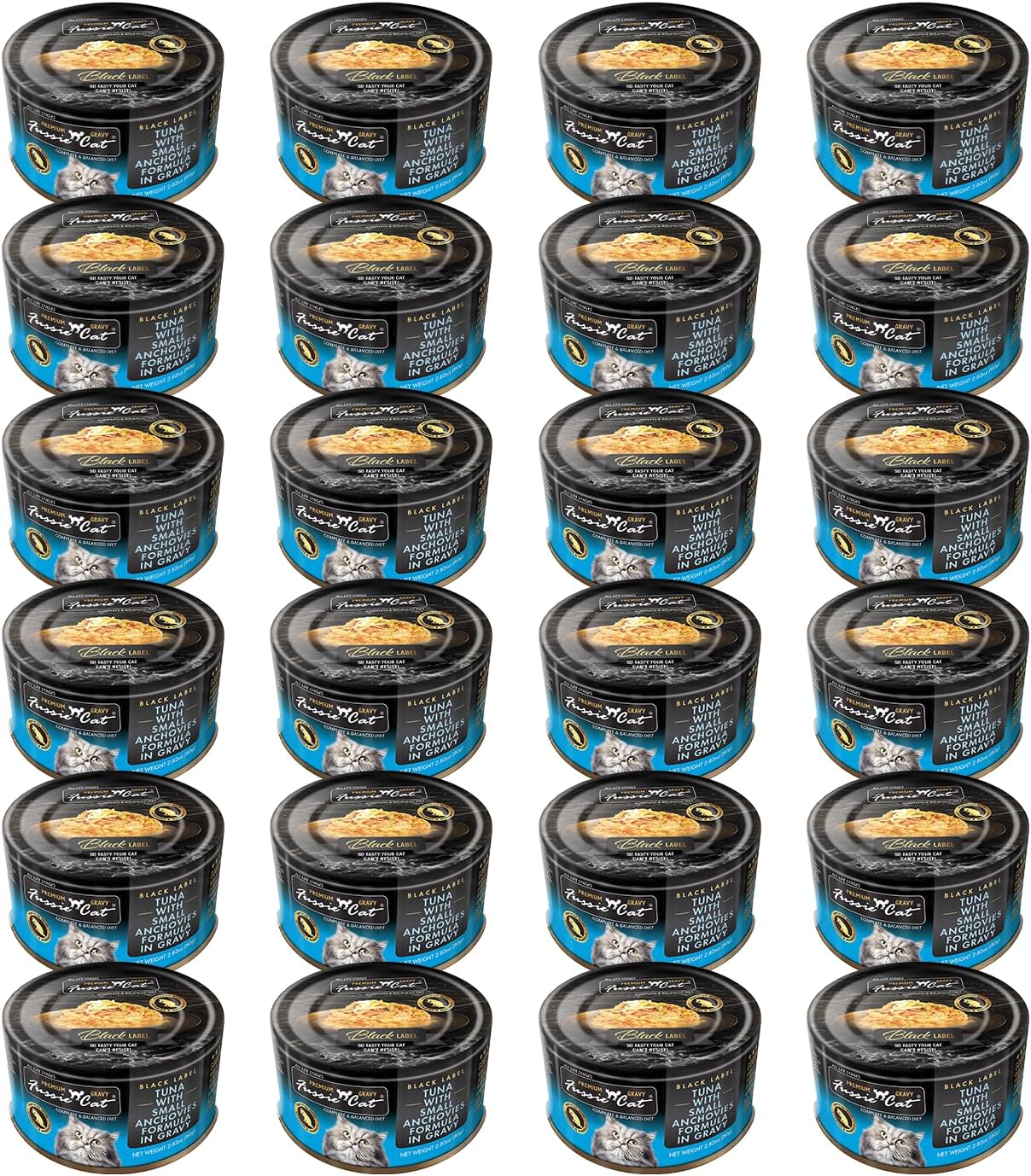 Fussie cat Premium Tuna with Small Anchovies in Gravy, 2.82oz can, case of 24