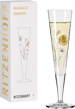 RITZENHOFF 1071013 Champagne Glass 200 ml Goldnacht Series No. 13 Elegant Design Piece with Real Gold Made in Germany