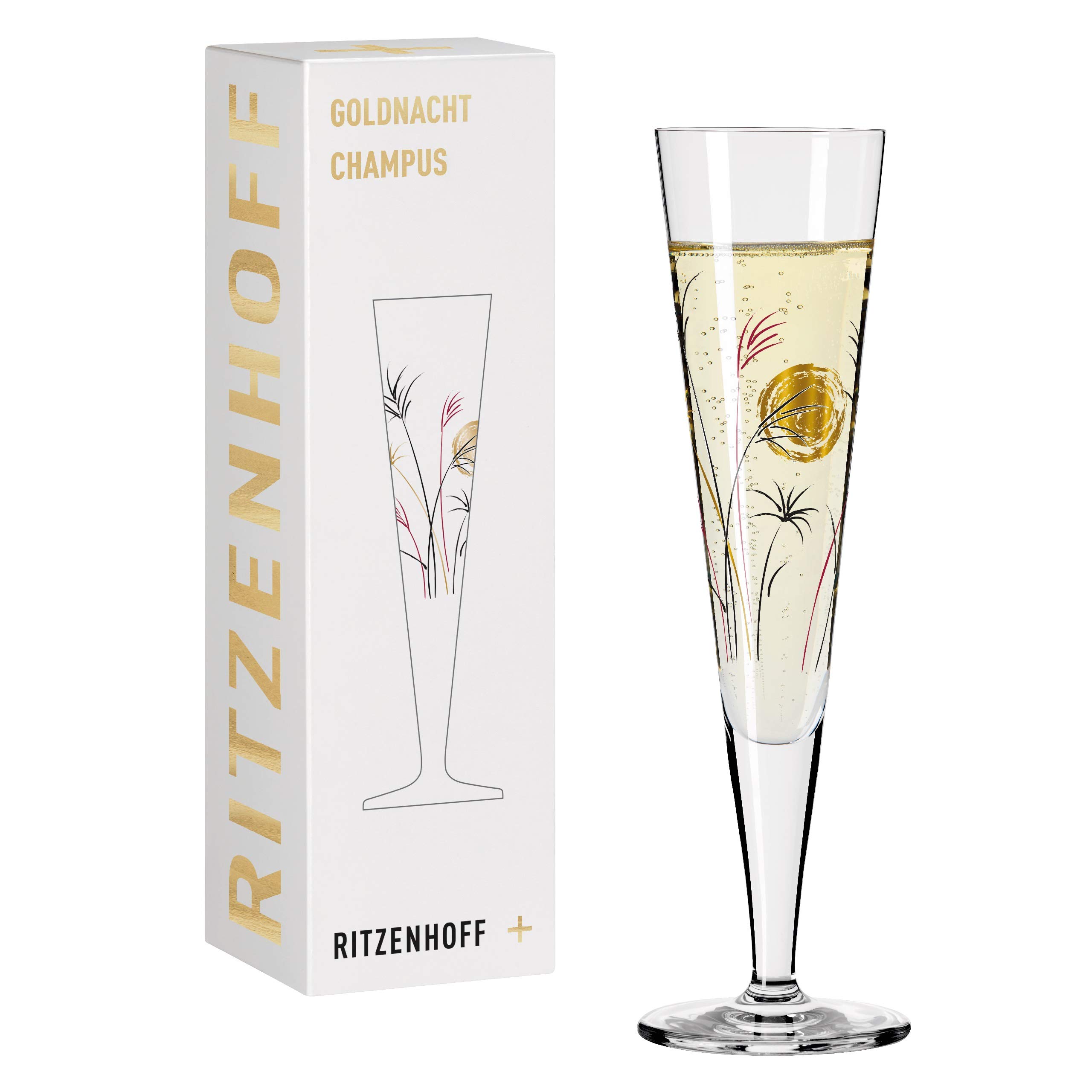 Ritzenhoff 1071013 Champagne Glass 200 ml – Goldnacht No. 13 Series – Elegant Designer Piece with Real Gold – Made in Germany