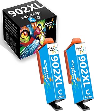 Compatible Ink Cartridge Replacement for HP 902XL 902 XL for Office-Jet Pro 6970 6978 6968 6974 6975 6960 Office-Jet 6951 6954 6956 6958 Inkjet Printers 2-Pack,902XL Cyan