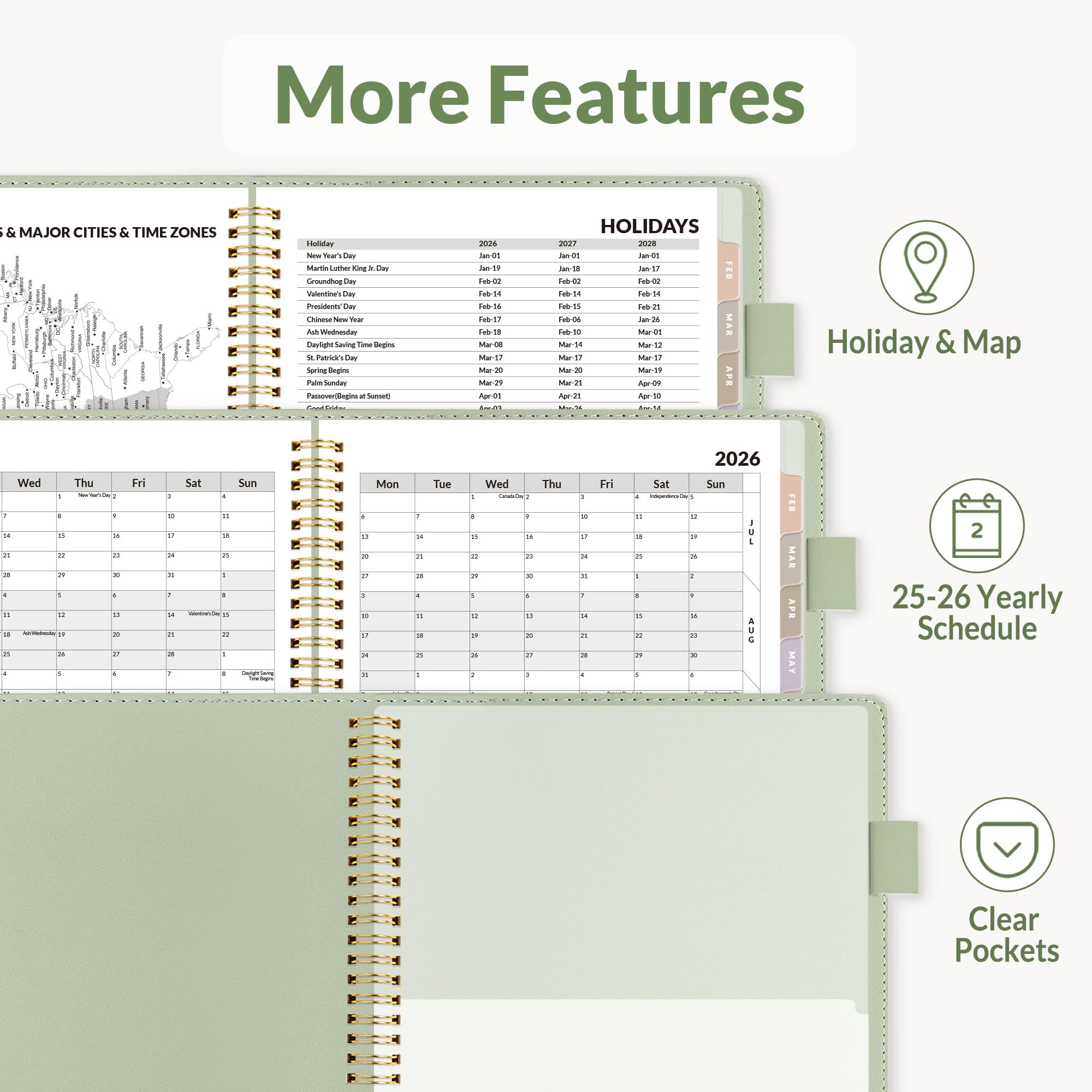 SUNEE 2026 Weekly Monthly Planner 6 4x8 5- 12 Month January 2026 - December 2026 Vegan Leather Cover — view 8