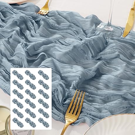 SHACOS 18 Dusty Blue Cheesecloth Table Runners for Weddings