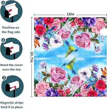Welcome Spring/Summer Floral and Bird Magnetic Mailbox Covers - Large Post Letter Box Covers - Garden Yard Home Decor for Outside - 21 x18