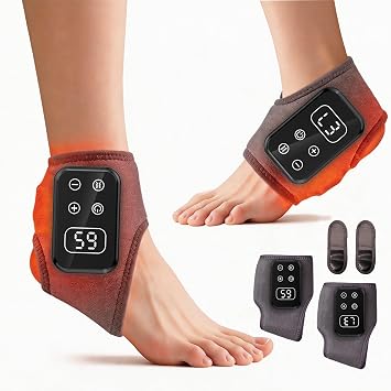 2026 Foot Renew Massager for Neuropathy Relief & Relaxation ,Gray 2-Pack | Cordless & Portable Foot Massager with 5 Vibration & Heat Levels for Heel, Arch & Ankle Comfort With Extension Strap