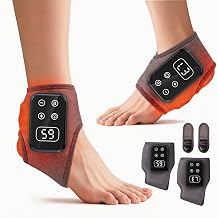 LOMONICA Foot Renew Triple Method Massager for Neuropathy Relief & Relaxation Cordless & Portable Foot & Ankle Massager with 5 Vibration & Heat Levels for Heel, Arch & Ankle Comfort Gray 2-Pack