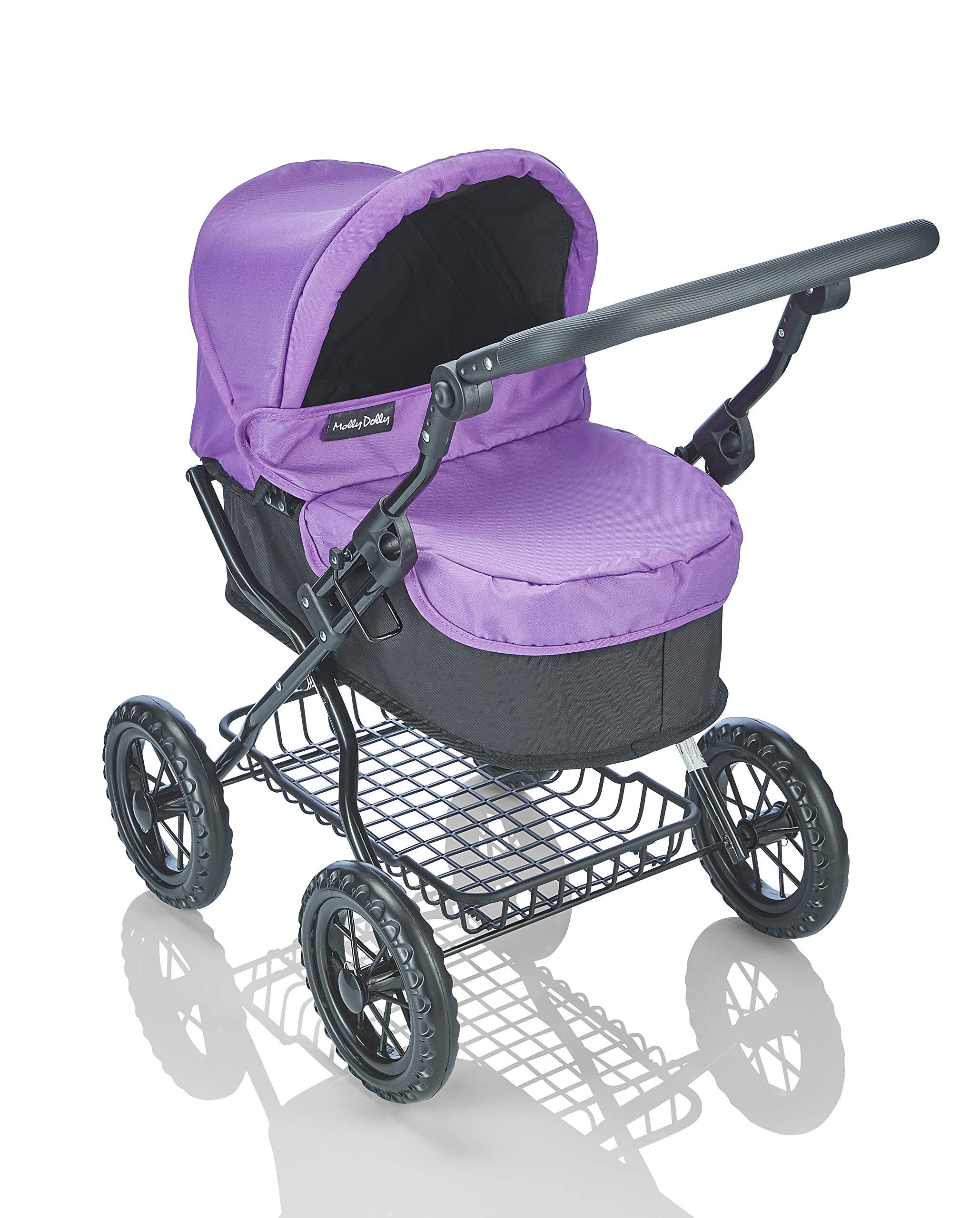Molly Dolly Deluxe Dolls Pram with Adjustable Handle Height for