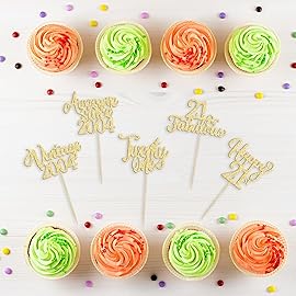 30Pcs Happy 21st Birthday Cupcake Toppers Glitter Awesome Since 2004 Twenty-one 21 Fabulous Vintage 2004 Cupcake Picks for 21st Birthday Anniversary Retirement Party Cake Decorations Supplies Black