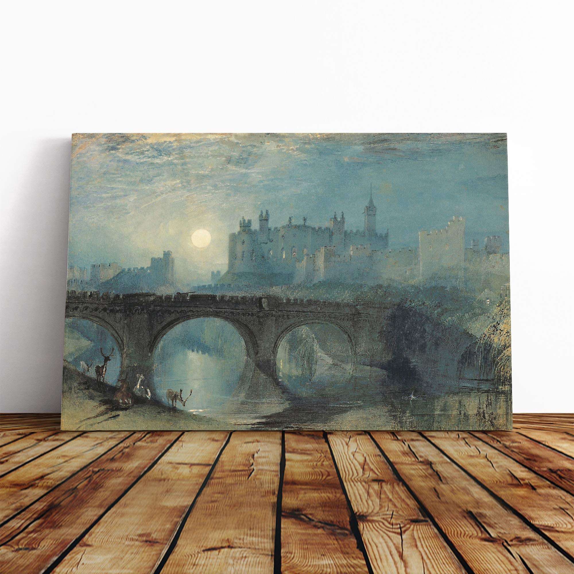 Joseph Mallord William Turner Alnwick Castle Canvas Print | Gallery Wrapped 30mm Frame Wall Art | 20x14 inches | Ready to Hang | Contemporary Cityscape Picture | Living Room Bedroom Lounge Office